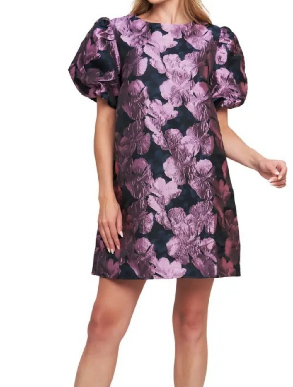 Flying Tomato Pink Floral Puff-Sleeve Mini Dress